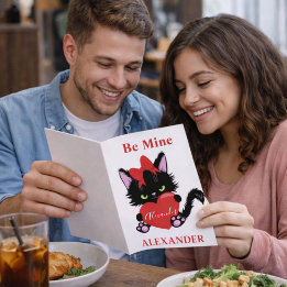 Cartes Pour Fêtes Annuelles Sneaky Kitten Coeur blanc et rouge Valentine