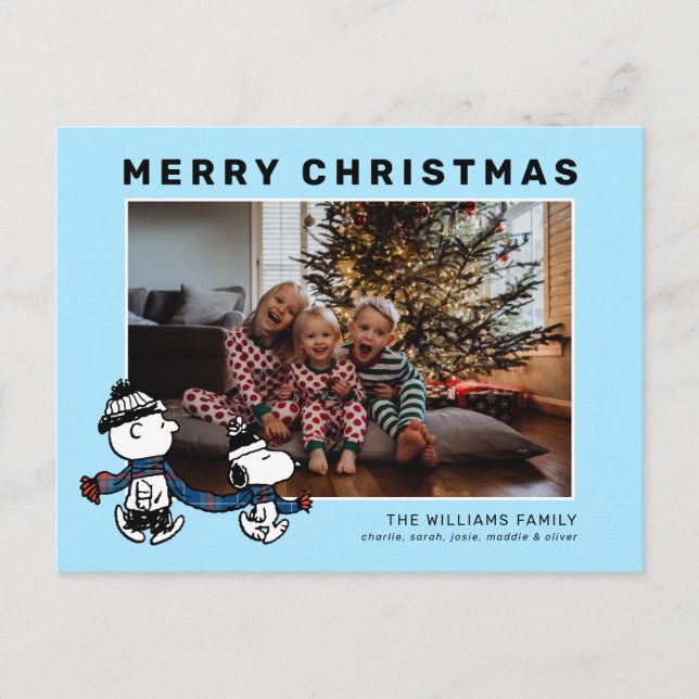 Cartes Pour Fêtes Annuelles Snoopy & Charlie Winter Scarf Christmas Photos (Devant)