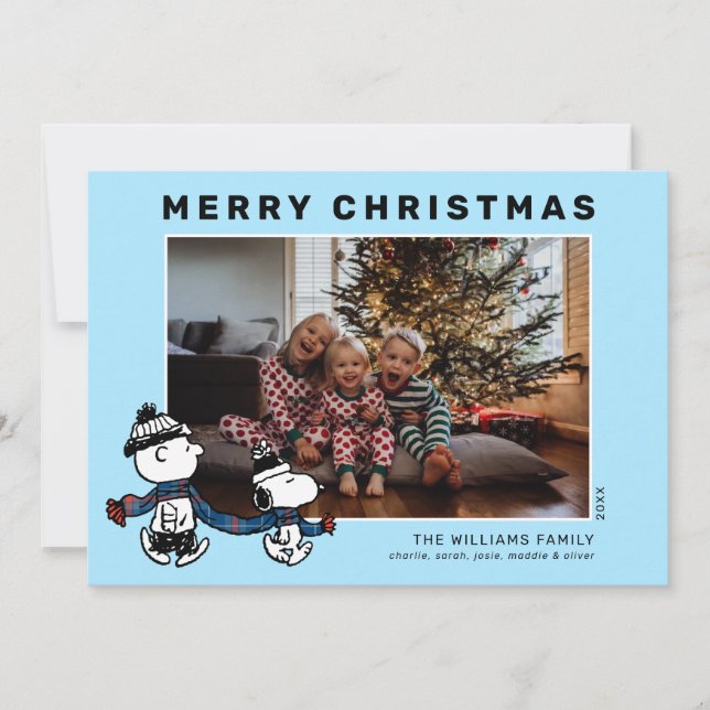 Cartes Pour Fêtes Annuelles Snoopy & Charlie Winter Scarf Photo de Noël (Devant)