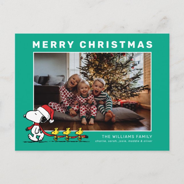Cartes Pour Fêtes Annuelles Snoopy & Friends Photo de la famille de Noël (Devant)