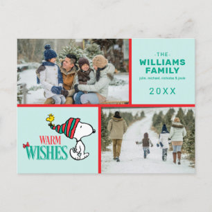 Cartes Pour Fêtes Annuelles Snoopy & Woodstock Famille de Noël Collage photo