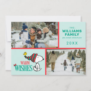 Cartes Pour Fêtes Annuelles Snoopy & Woodstock Famille de Noël Collage photo