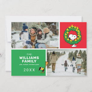 Cartes Pour Fêtes Annuelles Snoopy & Woodstock Famille de Noël Collage photo