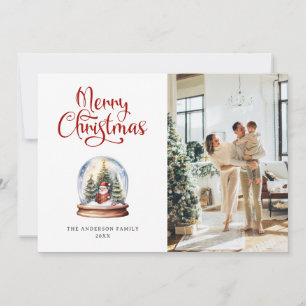 Cartes Pour Fêtes Annuelles Snow Globe Père Noël Photo Joyeux Noël Card