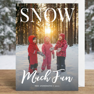 Cartes Pour Fêtes Annuelles Snow Much Fun Winter Holiday Family Photo