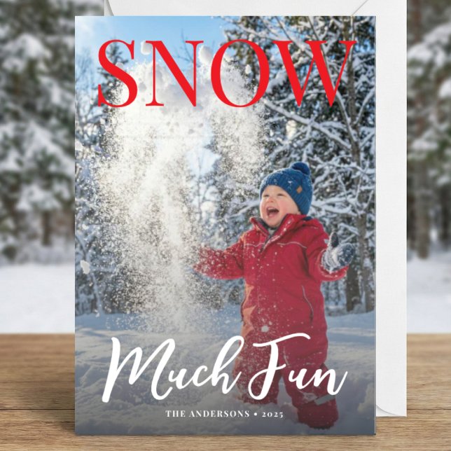 Cartes Pour Fêtes Annuelles Snow Much Fun Winter Holiday Family Photo (Créateur téléchargé)