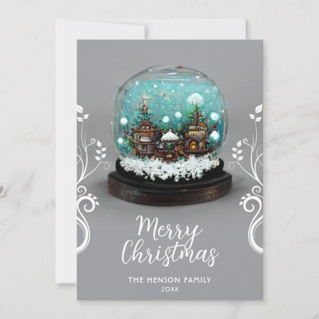 Cartes Pour Fêtes Annuelles Snowball Village d'hiver Escalade Plante Noël (Devant)