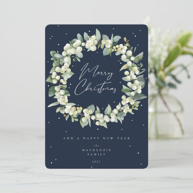 Cartes Pour Fêtes Annuelles Snowberry + Eucalyptus Serre de Noël non photo (Debout devant)