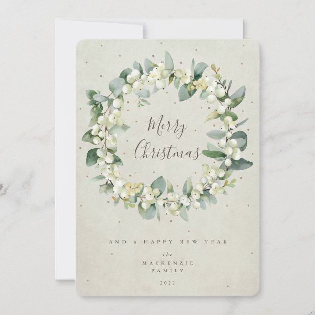 Cartes Pour Fêtes Annuelles Snowberry + Eucalyptus Serre de Noël non photo (Devant)