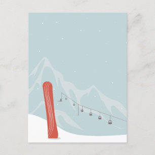 Cartes Pour Fêtes Annuelles Snowboard et remontée mécanique en hiver Wonderlan