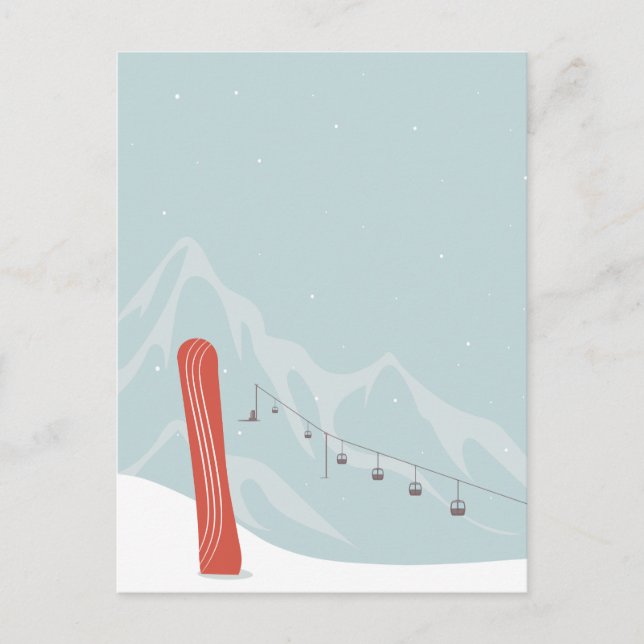 Cartes Pour Fêtes Annuelles Snowboard et remontée mécanique en hiver Wonderlan (Devant)