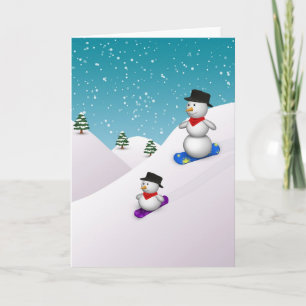 Cartes Pour Fêtes Annuelles Snowboard mignon