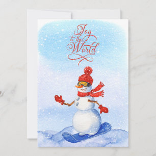 Cartes Pour Fêtes Annuelles Snowboard Waterboard hiver Noël