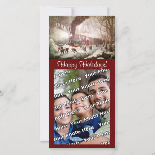 Cartes Pour Fêtes Annuelles Snowbound Train Photocard
