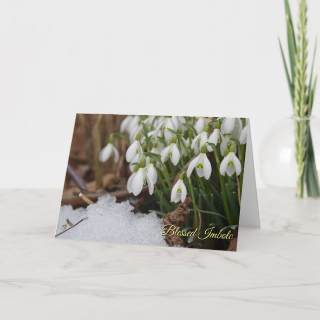 Cartes Pour Fêtes Annuelles Snowdrop Béni Imbolc Pagan Salutation Wiccan (Devant)