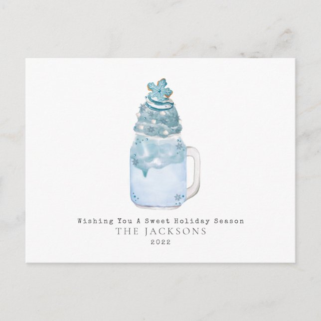 Cartes Pour Fêtes Annuelles Snowflake Blue Milkshake Sweet Noël (Devant)