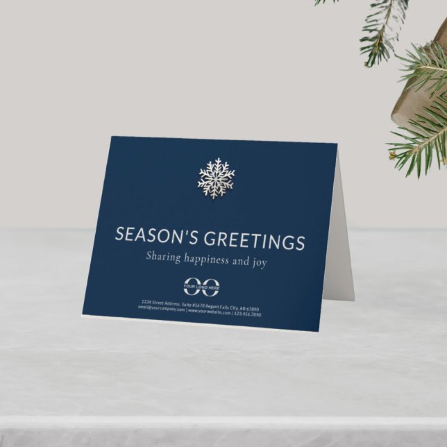 Cartes Pour Fêtes Annuelles Snowflake de la marine Paysage d'affaires plié (Créateur téléchargé)