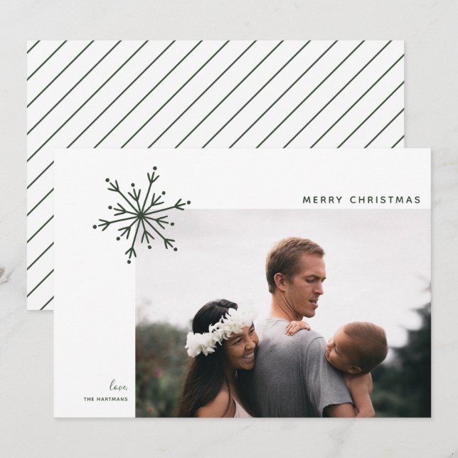 Cartes Pour Fêtes Annuelles Snowflake Japandi Photo de Noël (Devant / Derrière)
