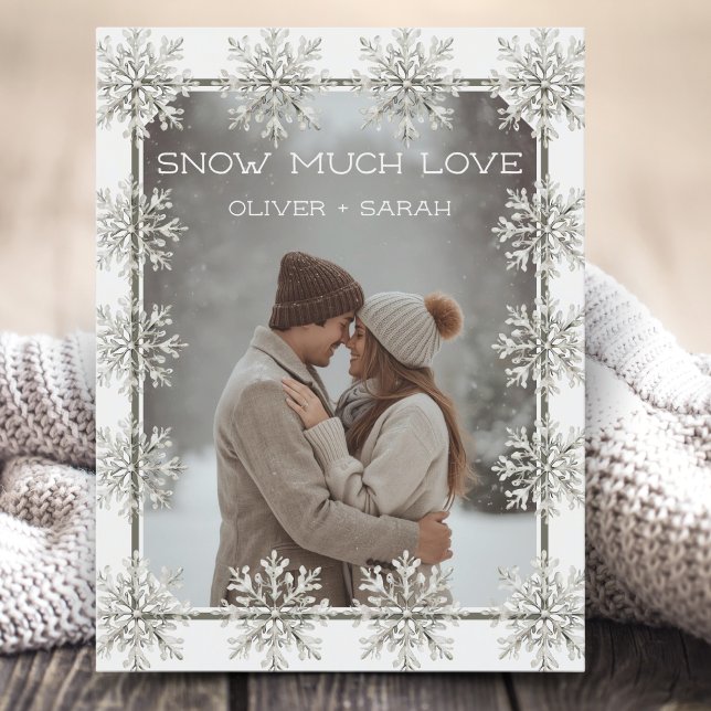 Cartes Pour Fêtes Annuelles Snowflake neige beaucoup d'amour photo couple (Créateur téléchargé)