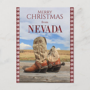 Cartes Pour Fêtes Annuelles Snowflake Nevada Cowboy Boots Noël