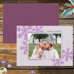 Cartes Pour Fêtes Annuelles Snowflake Violet Glam Élégante photo de Noël