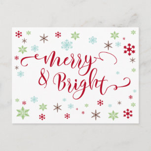 Cartes Pour Fêtes Annuelles Snowflake Whimsy Merry & Bright Red Typographie