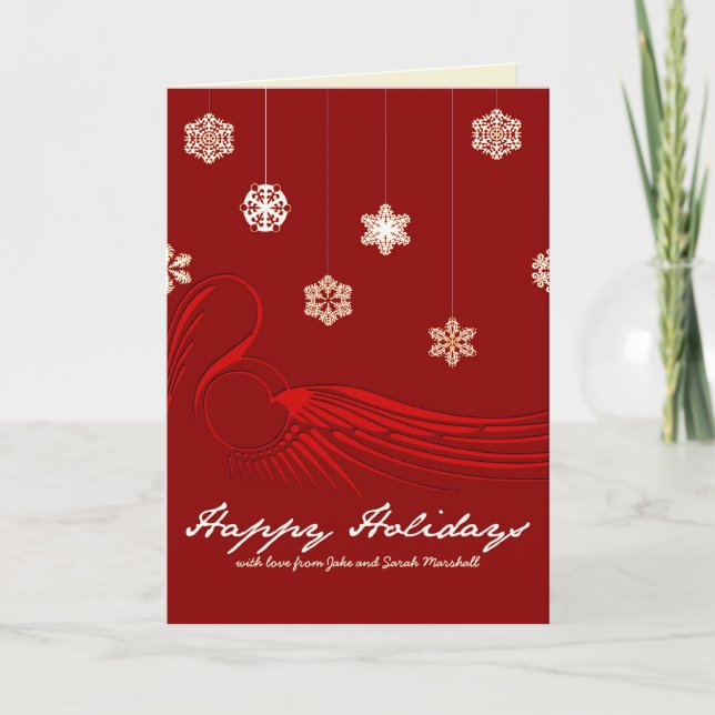 Cartes Pour Fêtes Annuelles Snowflake Wings Red Holiday Card (Devant)