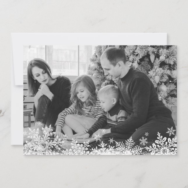 Cartes Pour Fêtes Annuelles SnowflakeCustom Photo Merry and Bright Christmas (Devant)