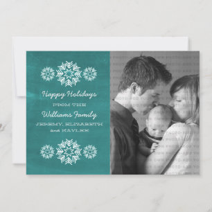 Cartes Pour Fêtes Annuelles Snowflakes Chalkboard Photo Flat Card Turquoise