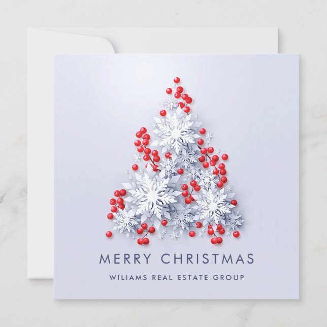 Cartes Pour Fêtes Annuelles Snowflakes Christmas Tree Salutation d'entreprise (Devant)