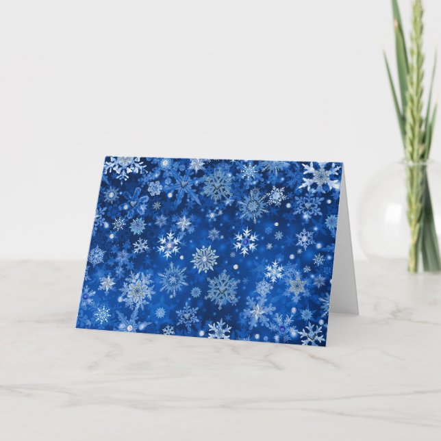Cartes Pour Fêtes Annuelles Snowflakes de Noël Bleu et argent (Devant)