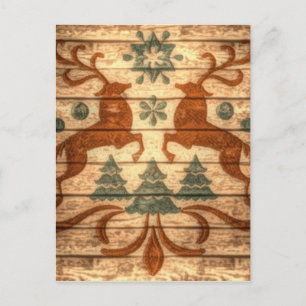 Cartes Pour Fêtes Annuelles Snowflakes de rennes primitifs Noël nordique