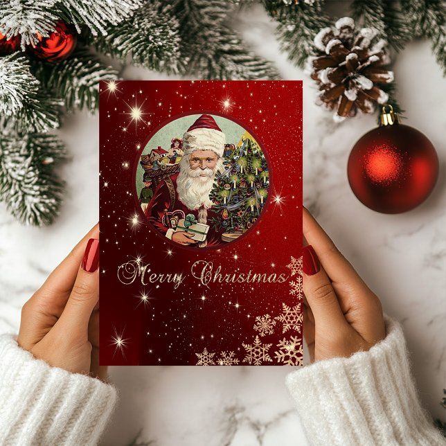 Cartes Pour Fêtes Annuelles Snowflakes du Père Noël Rouge (Créateur téléchargé)