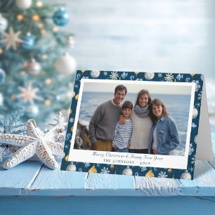 Cartes Pour Fêtes Annuelles Snowflakes et éléments nautiques Photo de Noël