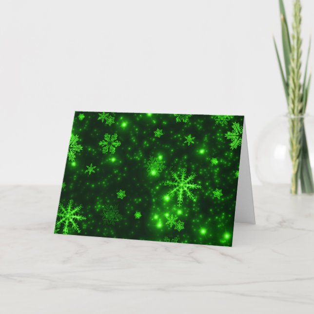 Cartes Pour Fêtes Annuelles Snowflakes Green Arrière - plan Peace Love Joy Cit (Devant)