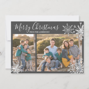 Cartes Pour Fêtes Annuelles Snowflakes Gris et blanc