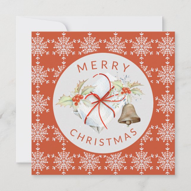 Cartes Pour Fêtes Annuelles Snowflakes gris rouge Holly et Ivy Joyeux Noël (Devant)