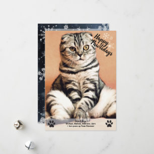 Cartes Pour Fêtes Annuelles Snowflakes Happy Pawlidays Chien de chat Photo Noë