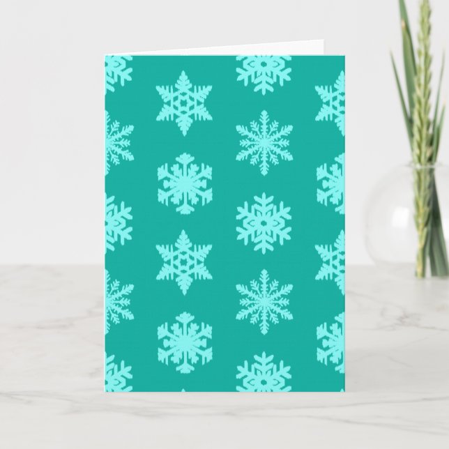 Cartes Pour Fêtes Annuelles Snowflakes Ikat - Turquoise et aqua (Devant)