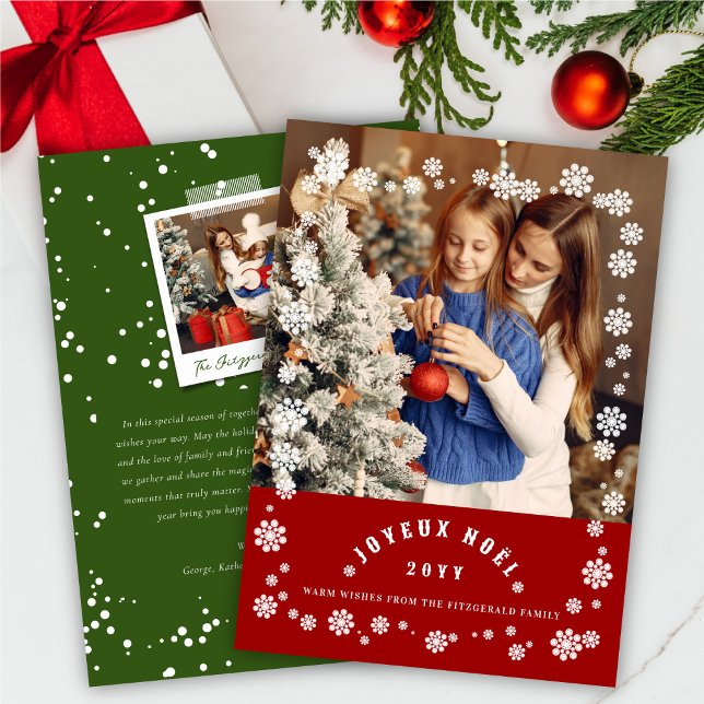 Cartes Pour Fêtes Annuelles Snowflakes Joyeux Noel Christmas Chic Photo (Créateur téléchargé)
