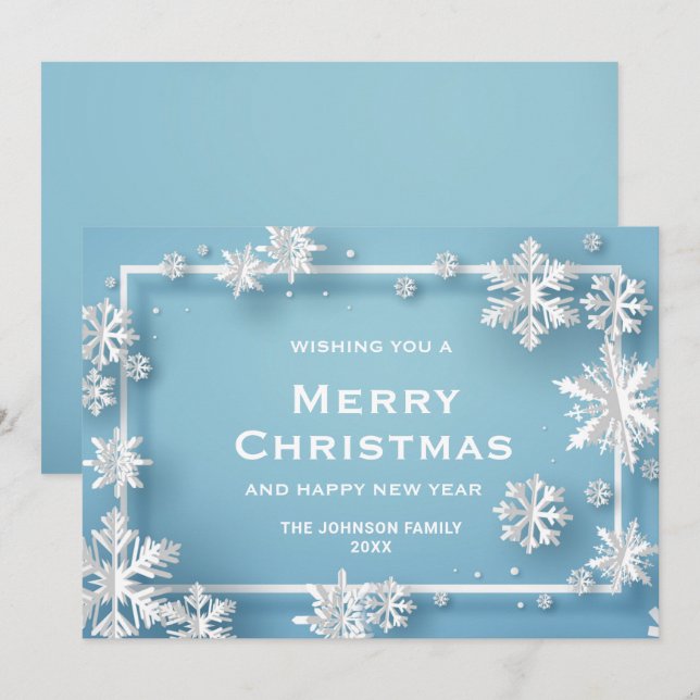 Cartes Pour Fêtes Annuelles Snowflakes moderne Joyeux voeux de Noël (Devant / Derrière)