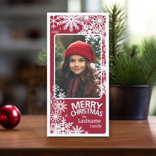 Cartes Pour Fêtes Annuelles Snowflakes simple photo verticale - Joyeux Noël