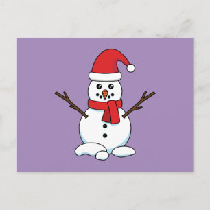 Cartes Pour Fêtes Annuelles Snowman avec Bonnet rouge et Écharpe
