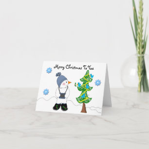 Cartes Pour Fêtes Annuelles Snowman avec caméra