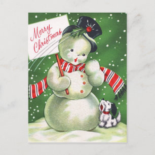 Cartes Pour Fêtes Annuelles Snowman avec chien