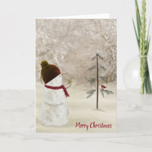 Cartes Pour Fêtes Annuelles Snowman avec l'étoile d'or de Noël