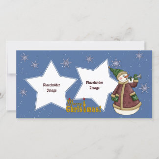 Cartes Pour Fêtes Annuelles Snowman avec trompette