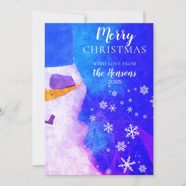 Cartes Pour Fêtes Annuelles Snowman Bleu Magique Noël hiver (Devant)