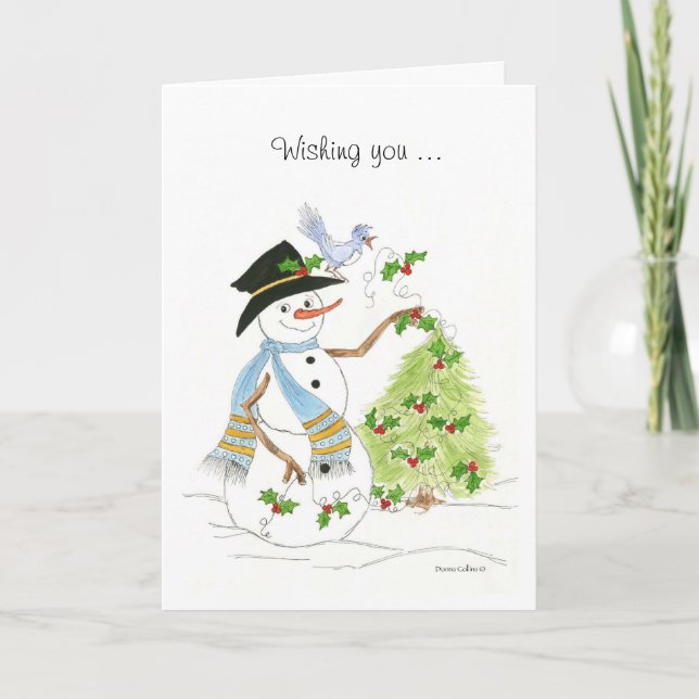 Cartes Pour Fêtes Annuelles Snowman Bluebird (Devant)