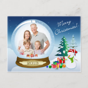 Cartes Pour Fêtes Annuelles Snowman Christmas PHOTO Snow Globe Post Card 2
